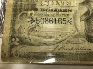 1896 $2 Silver Certificate US Two Dollar Educational Large Note 10
