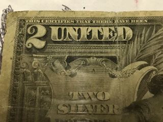 1896 $2 Silver Certificate US Two Dollar Educational Large Note 9