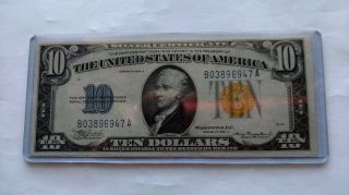 1934 - A NORTH AFRICA $10 DOLLAR BILL SILVER CERTIFICATE YELLOW SEAL WW 11, 2
