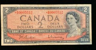 1954 Canadian $2 Dollar Bill - Beattie/rasminsky - Bc - 38ba - B/b (bb 1155)