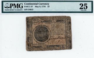 Continental Currency,  $7,  Fr Cc - 37,  May 9,  1776 Pmg 25