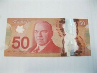 Canada Paper Money $50 Dollar Bill Ghh8165172 Polymer 2012 Good Shape