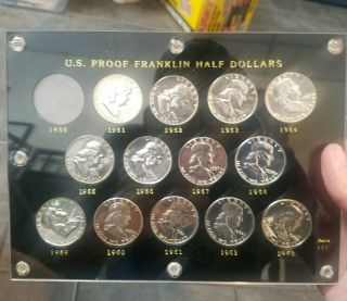 1951 - 1963 Franklin Half Dollar Proof Set In Capital Plastics Holder