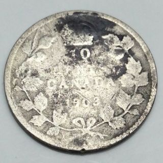1903 Canada 10 Ten Cents Dime Canadian 925 Sterling Silver Circulated Coin D835