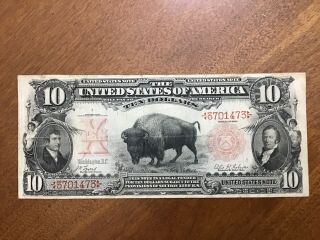 Series 1901 Ten Dollars Us United States Bison Legal Tender $10 Note
