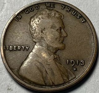 1913 D Lincoln Wheat Penny Cent Very Fine Vf Awesome Better Date Coin