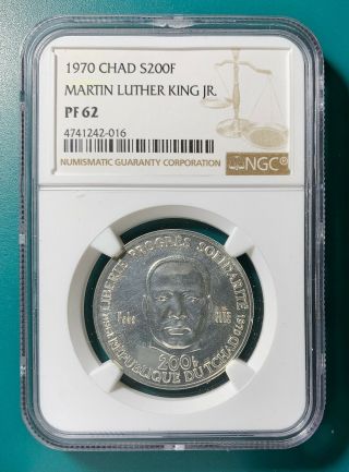 Chad 200 Francs 1970 Silver Pf Martin Luther King Ngc Pf62