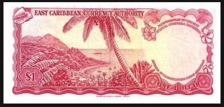 East Caribbean States/ST LUCIA 1965 P13l 1 Dollar QEII OVPT L IN CIRCLE Sign 10 3