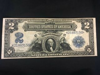 Fr.  256 1899 $2 Two Dollars Large Size Silver Certificate Currency Note Vf,
