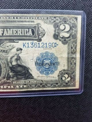1899 $2 US Silver Certificate Fr.  253 PMG Choice Fine Mini Porthole 2