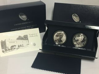 2012 - S 2pc Silver American Eagle Proof & Reverse Proof Set In Ogp &