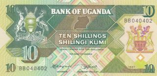 10 Shillings Unc Banknote From Uganda 1987 Pick - 28