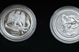 2016 Isle Of Man 2 - Coin Angel Proof / Reverse Proof Coin Set