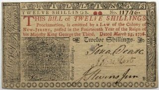 March 25,  1776 Jersey 12 Shillings,  Fr.  Nj - 179,  Pmg 58 Epq,  John Hart Signed