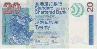 Hong Kong Banknote P291 20 Dollars,  Standard Chartered Bank,  1.  7.  2003,  Unc