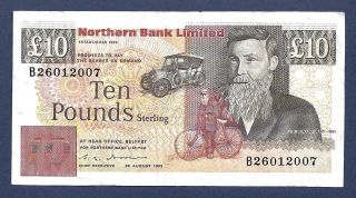[an] Northern Ireland 10 Pounds 1993 P194b Avf
