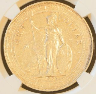 1902 B China Hong Kong Uk Great Britain Silver Trade Dollar Ngc Au Details