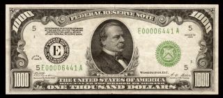 Scarce Fr2210 - E $1,  000 1928 Frn Richmond Thousand Dollar Bill 4 Digit Low Serial
