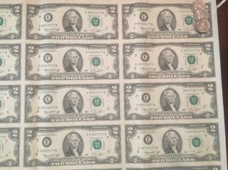 Sheet Of 32 1976 $2 Federal Reserve Notes RARER EB BLOCK 3
