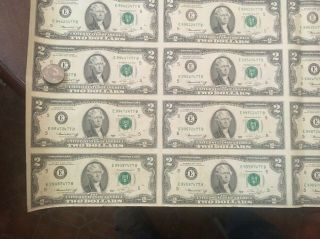 Sheet Of 32 1976 $2 Federal Reserve Notes RARER EB BLOCK 5
