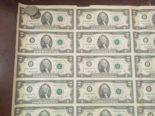 Sheet Of 32 1976 $2 Federal Reserve Notes RARER EB BLOCK 6
