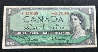 1954 Canadian $1 Dollar Bill - Beattie/rasminsky - Bc - 37ba - A/a (bb 1022)