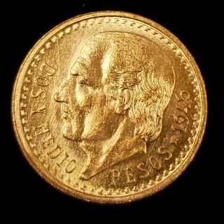 1945 Mexico Gold Dos Y Medio 2.  5 Pesos Estados Unidos Mexicanos Coin 5mxp4547
