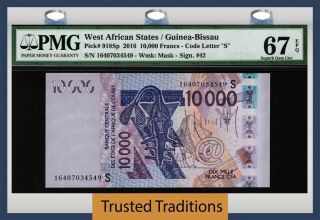 Tt Pk 918sp 2016 West African States /guinea - Bissau 10000 Francs Pmg 67q