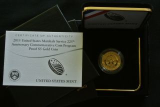 2015 - W U.  S.  Marshals $5 Proof Gold Commemorative (w/box &)