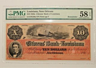 1860 ' s $10 The Citizens ' Bank of LOUISIANA 