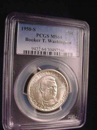 1950 - S Booker T Washington Gorgeous Bu Pcgs Certified Ms - - 64 Half Dollar 3