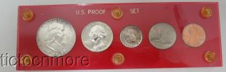 Us 1951 Silver Coin Proof Set Franklin Half Dollar Quarter Dime Nickel Penny