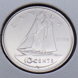 1989 Canada 10 Ten Cents Dime Canadian Brilliant Uncirculated Bu Coin G453