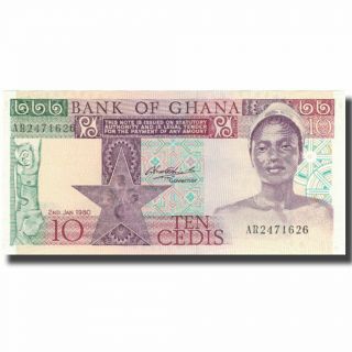 [ 577679] Banknote,  Ghana,  10 Cedis,  1980,  1980 - 01 - 02,  Km:20b,  Unc (65 - 70)