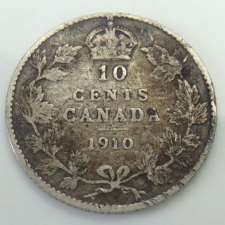 1910 Canada 10 Ten Cents Dime Canadian Circulated Coin F179