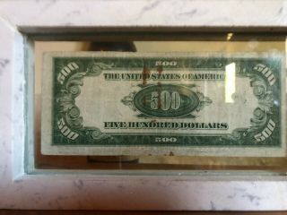 $500 Dollar Bill US 1934 With Marble and Glass Frame 3