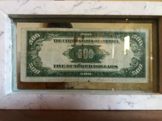 $500 Dollar Bill US 1934 With Marble and Glass Frame 4