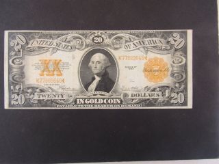 1922 $20.  00 Twenty Dollar Gold Certficate Us Note Bill