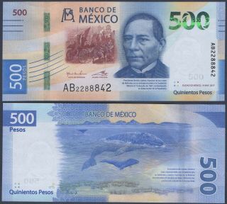 Mexico Pnew 500 Pesos Nd 2017 Unc Gem Usa Seller
