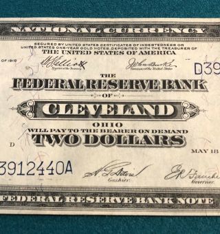 1918 $2 Cleveland FRBN Horseblanket Elliott Burke XF BATTLESHIP 4