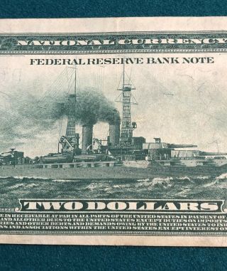 1918 $2 Cleveland FRBN Horseblanket Elliott Burke XF BATTLESHIP 8
