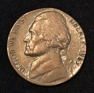 1963 Jefferson Nickel Struck On A Copper One Cent Planchet Error Coin