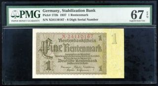 Germany 1 Rentenmark 1937 P 173 Gem Unc Pmg 67 Epq Highest
