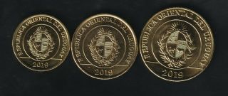 Uruguay 1,  2 And 5 Pesos 2019,  Animals Coins,  Bu