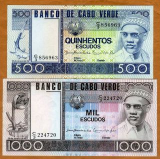 Set,  Cape Verde 500;1000 Escudos,  1977,  P - 55 - 56,  Unc Amilcar Cabral