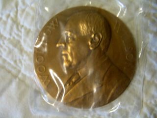 Estate Vintage U.  S.  3 In.  Bronze Medal - Woodrow Wilson 127