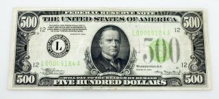 Series Of 1934 $500 Federal Reserve Note In Fine/very Fine