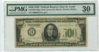 1928 $500 Federal Reserve Note St.  Louis PMG VF30.  LOW SERIAL ONLY 4 DIGITS 3