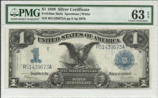 Fr236m $1 1899 Silver Cert Mule Speelman / White Pmg 63 Epq Choice Uncirculated