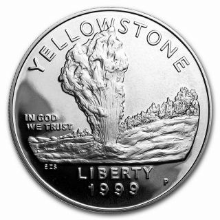 1999 Yellowstone National Park Commemorative Proof Silver Dollar☆☆Box W/COA 3
